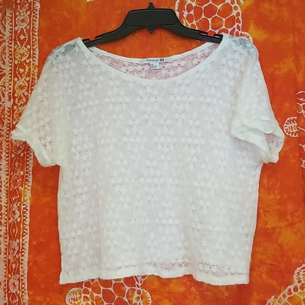 Forever 21 Knit Top Cream Size Small
